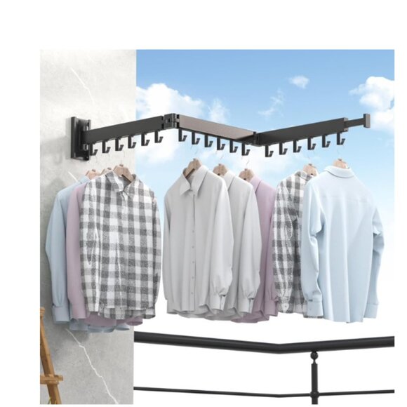 Wall Mounted Three Tier Clothes Hanger extendible folding clothes airer - Picture 2 of 10